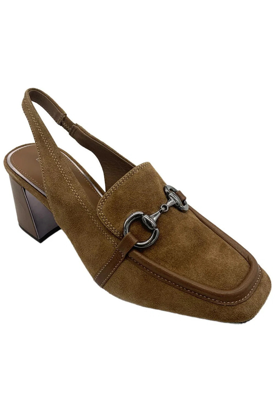 Donald Pliner Women's Walla Slip-On Suede Heeled Mule Loafers Saddle - Medium